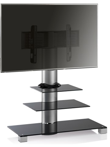 VCM  TV Standfuß Alu Glas Rack Amalo Max in Schwarzglas