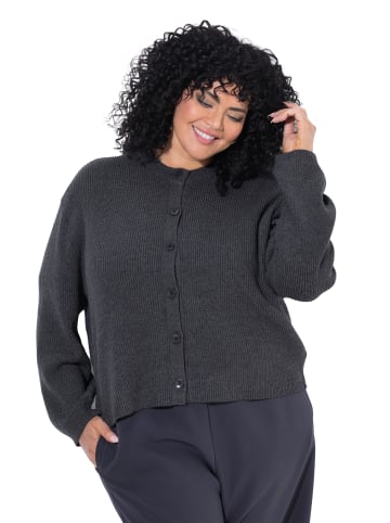 Ulla Popken Strickjacke in anthrazit melange