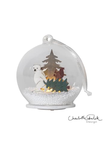 STAR Trading LED-Glaskugel  ,Forest Friends',  mit Aufhängung, Tiermotive aus Holz,