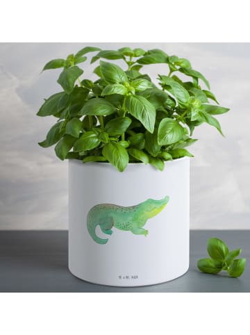 Mr. & Mrs. Panda Keramik Blumentopf Krokodil ohne Spruch in Weiß