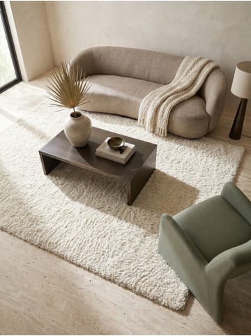 KADIMA DESIGN Teppich Hochflor Shaggy Waschbar Einfarbig RHEIN Strapazierfähig in Creme