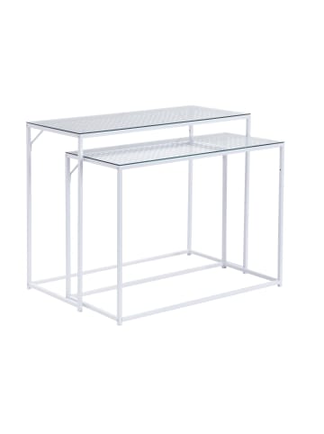 FineBuy Konsolentisch in Weiß / Glas / 100x40x77