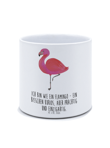 Mr. & Mrs. Panda XL Blumentopf Flamingo Classic mit Spruch in Weiß