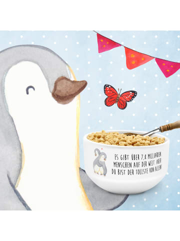 Mr. & Mrs. Panda Müslischale Pinguine Kuscheln mit Spruch in Weiß