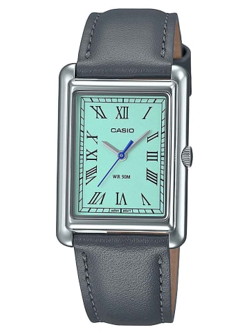 Casio Damen-Armbanduhr Rechteckig Grau/Türkis