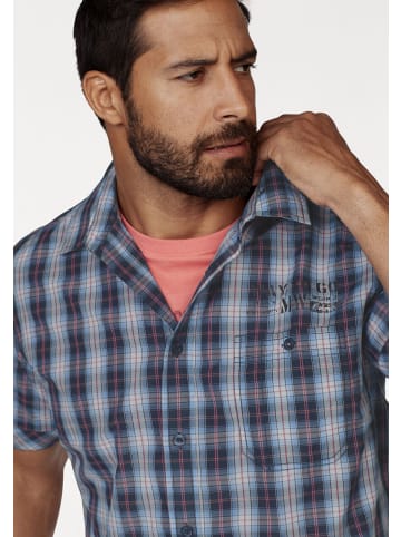 Man's World Kurzarmhemd in blau-rot-weiß