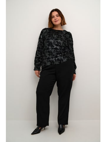 KAFFE curve Langarm-Bluse KCbrit in Black/dark silver sequin