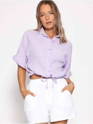 SASSYCLASSY Musselin Bluse mit Zugband in Flieder
