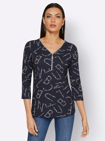 creation L Shirt in marine-cognac-bedruckt