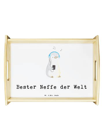 Mr. & Mrs. Panda Serviertablett Pinguin Bester Neffe der Welt mi... in Weiß
