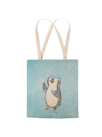 Mr. & Mrs. Panda Stofftasche Pinguin Duschen ohne Spruch in Eisblau