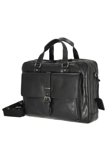 Leonhard Heyden Roma - Aktentasche 2 Fächer. mit Vortasche Leder 15" 41 cm (schwarz) in schwarz