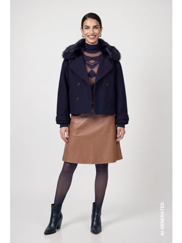 monari Jacke in Wolloptik mit Kunstfell-Reverskragen in Dark Blue