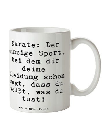 Mr. & Mrs. Panda Becher Spruch Karate Kleidung mit Spruch in Weiß