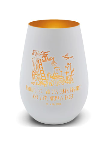 Mr. & Mrs. Panda Teelichthalter Glas Waldtiere Picknick mit Spruch in Weiß