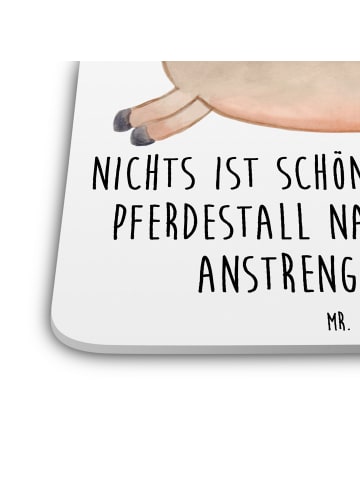 Mr. & Mrs. Panda Bierdeckel Pferd Springen mit Spruch in Weiß