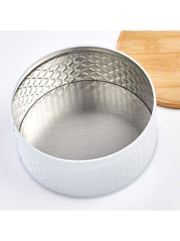 Zeller SCANDI Aufbewahrungsbehälter rund Bambus Deckel in Weiß, 20 x 9 x 20 cm