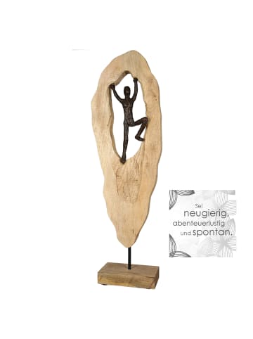 GILDE Skulptur "Mountainclimber" in Natur/ Silber - H. 64 cm - B. 20 cm