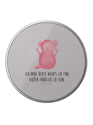 Mr. & Mrs. Panda Keksdose Axolotl Hurra mit Spruch in Grau Pastell