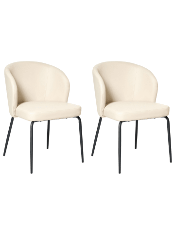 Beliani 2er-Set Esszimmerstuhl ZANA in Beige/Schwarz