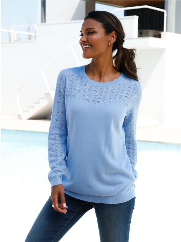 Sieh an! Ajour-Pullover in himmelblau