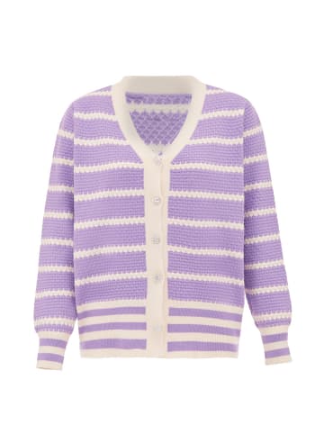 SANIKA Strickjacke in Lavendel Wollweiss