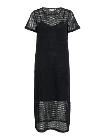Vila Mesh-Kleid mit Kurzarm und durchsichtigem Saum in Schwarz