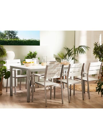 Beliani Esstisch VERNIO in Weiß/Silber - (W) 90 x (H) 76 x (L) 180 cm