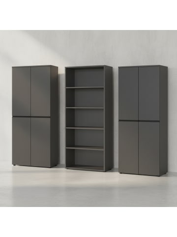 KADIMA DESIGN Büro-Set XL Schrankwand Soft-Close Graphit Aktenschrank Büromöbel