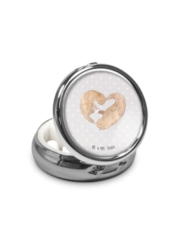 Mr. & Mrs. Panda Pillendose Otter Herz ohne Spruch in Grau Pastell