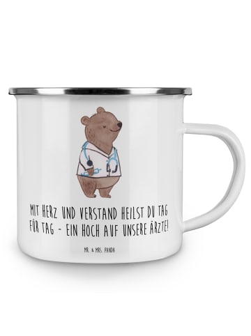 Mr. & Mrs. Panda Kaffeebecher Arzt Herz Verstand mit Spruch in Weiß