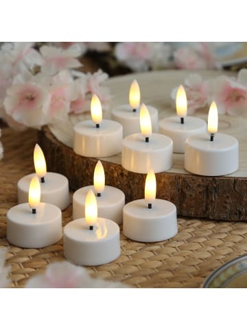 Adilina 10x LED Teelichter mit Batterien Timer flackernd D: 3,8cm weiß