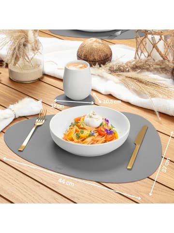 Sänger TISCHSET - Kunstleder, Doppelseitig - Rosa/Grau - 44x37cm - 12 Stück