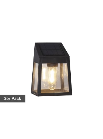 STAR Trading Solarwandlaternen-Set Wally Filament, 2 Stück, Schwarz, LED, 10 Lumen,