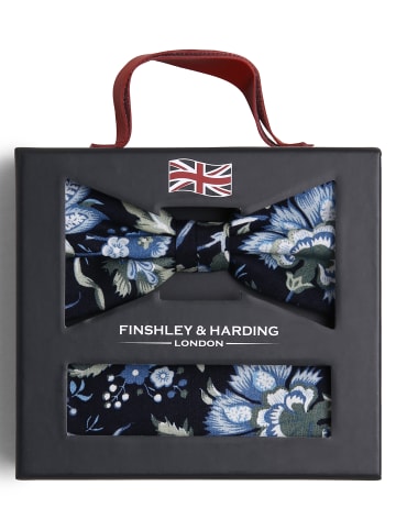 Finshley & Harding London Fliege und Einstecktuch in marine