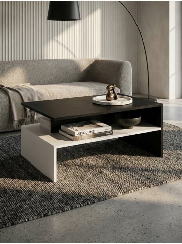 KADIMA DESIGN Moderner Couchtisch Schwarz-Weiß, 90x60 cm, Melaminharzbeschichtung