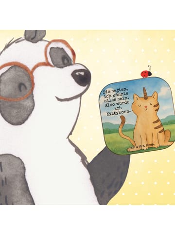 Mr. & Mrs. Panda Tassenuntersetzer Einhorn Katze Design mit Spruch in Weiß
