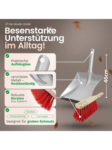 Novaliv 2X ELASTON Handfeger Draußen Handbesen Holz Kehrwisch Industriehandfeg in Rot