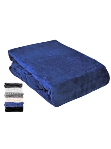 JACK Mikrofaser Spannbettlaken Teddy Flausch Cashmere Touch in Blau