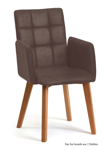 58 aufm Kessel ARMLEHNSTUHL (2er-Set) Dareia 52x91x60 Eiche geölt/Braun