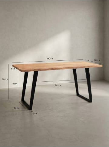 KADIMA DESIGN Esszimmertisch 140x80x76 cm Massivholz / Metall Esstisch