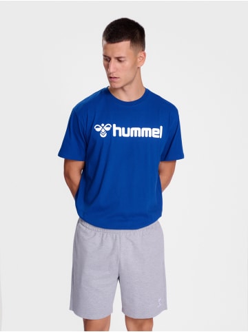Hummel T-Shirt Regular Fit Stretch Rundhalsausschnitt Logo in Blau-2