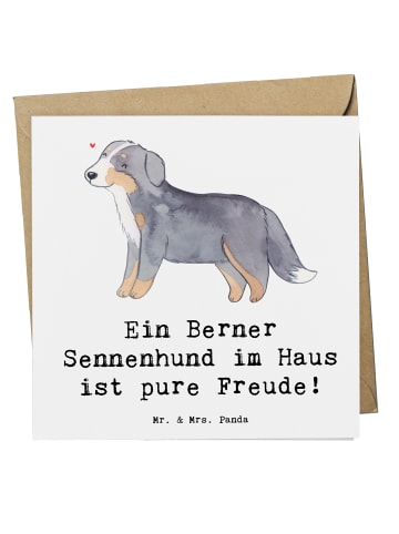 Mr. & Mrs. Panda Grußkarte Berner Sennenhund Freude mit Spruch in Weiß