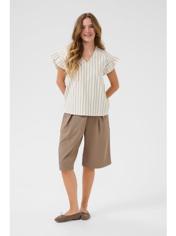 CULTURE Kurzarm-Bluse CUsella Relaxed fit in White/Blue/Yellow Stripe