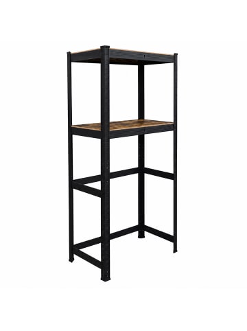 relaxdays Waschmaschinenregal in Schwarz/ Braun - (B)70 x (H)150 x (T)40 cm