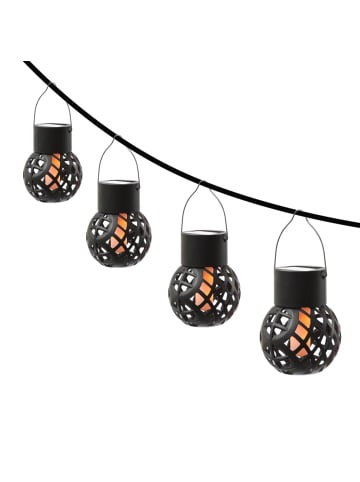 MARELIDA 4x LED Solar Hängeleuchte Feuerball Kugelleuchte Flammeneffekt H:9cm in schwarz