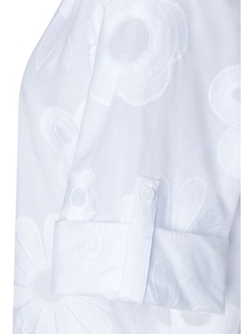 More & More weite 3/4 Arm-Bluse, Blumenstickerei in white