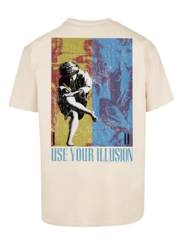 F4NT4STIC Heavy Oversize T-Shirt Guns 'n' Roses Music Double Illusion in sand