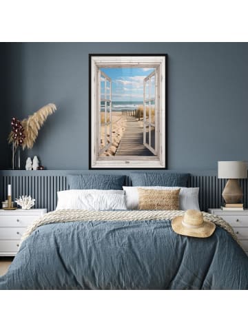 MuchoWow Poster mit Bilderrahmen Beige