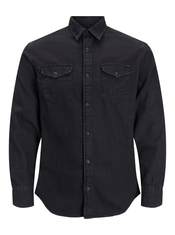 Jack & Jones Elegantes Langarmhemd Knopfverschluss Einfarbig in Dunkelgrau